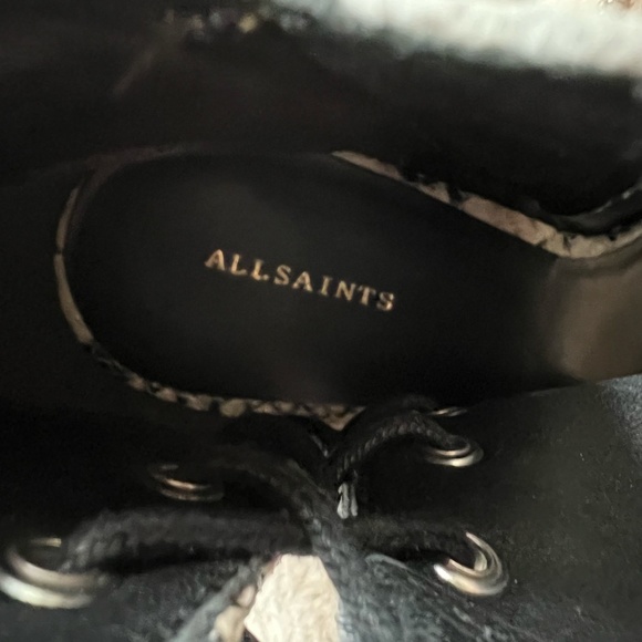 All Saints Heeled Peep Toe Snakeskin Boot - Picture 6 of 9